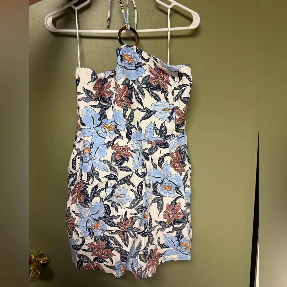 Old Navy Blue Brown One Shoulder Sheath Jumpsuit